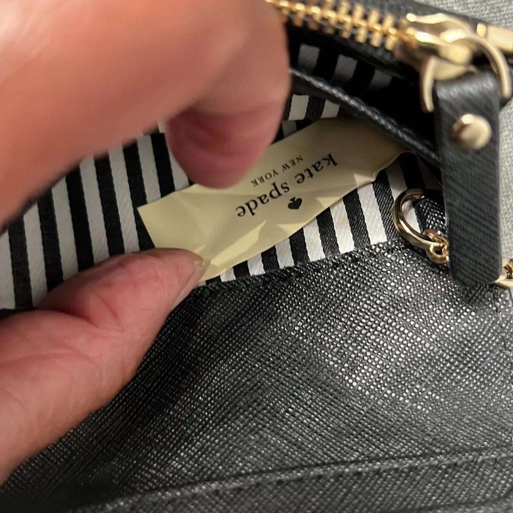 Kate Spate Black Leather Key Card and ID Wallet - Picture 7 of 12